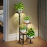 Homsorout 4-Tier Heavy-Duty Metal Indoor Plant Rack with Adjustable Grow Light