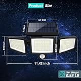 Tuffenough 2500LM 210-LED 3-Head Solar Security Flood Light with Remote