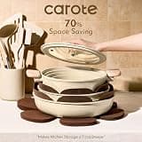 CAROTE 25-Piece Ceramic Nonstick Cookware Set with Removable Handles