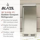 Blaze 15-Inch Outdoor Compact Refrigerator 304 Stainless Steel 3.2 Cu Ft