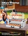 VEVOR 7-Roller Hot Dog Grill with Triple Temp Control & Bun Drawer, 1200W