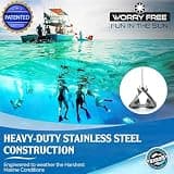 WavesRx 7-Pound TriAnchor Premium Stainless Steel Folding Anchor for Jet Skis