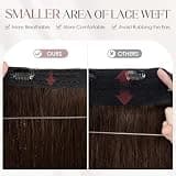 MY-LADY 16-Inch Dark Brown Premium Human Hair Halo Extensions with Wire