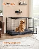 Feandrea 48-Inch Heavy Duty Escape-Proof Steel Dog Crate with Lockable Wheels