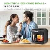 Nutrichef 5.8-Quart Air Fryer with Transparent Glass Bowl and Easy Cleanup