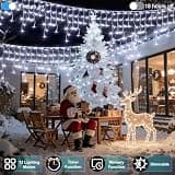 QUHUATU 82-Foot Cool White LED Icicle Lights 810-Bulb Dimmable Display Kit