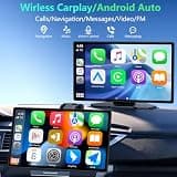 RQO 9-Inch Portable Wireless CarPlay Screen with Bluetooth 5.3 and Adjustable Camera