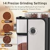 Ollygrin Electric Flat Burr Coffee Grinder with 14 Adjustable Settings
