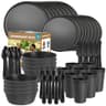 40-Piece Unbreakable Plastic Dinnerware Set for 8 with Cutlery, Black