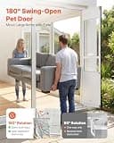 VEVOR 180-Degree Swing-Open Sliding Glass Dog Door Patio Insert, X-Large