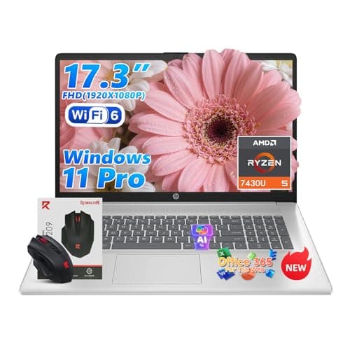 HP 17.3-inch FHD Laptop - AMD Ryzen 5 7430U, 20GB RAM, 512GB NVMe SSD, Windows 11