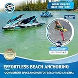 WAVESRX Ultra-Lightweight Aluminum Spike Beach Anchor Kit with Shock Bungee