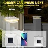 T-SUN 8-LED Reflective Solar Post Cap Lights for Wood and Vinyl Fences, 6-Pack