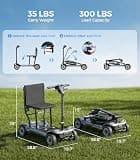 PAISEEC D3 Pro Lightweight Aluminum Folding Mobility Scooter, 19-Mile Range