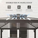 Outsunny 9x5 ft. Polycarbonate Double-Tier Hardtop Grill Gazebo with Shelves
