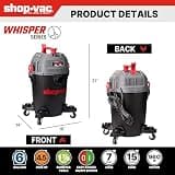 Shop-Vac Ultra Quiet 6-Gallon Wet/Dry Vacuum Cleaner, 4.5 Peak HP Motor