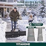 YITAHOME 36-Inch Wheeled Snow Pusher with U-Handle