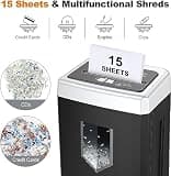 Bonsaii C169-B 15-Sheet Cross-Cut Heavy Duty Paper Shredder with Anti-Jam