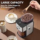 Ollygrin Electric Flat Burr Coffee Grinder with 14 Adjustable Settings