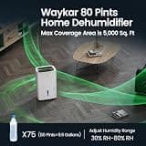 Waykar Max Energy Star Home Dehumidifier with Self-Drying Feature (80 Pint, 5000 Sq.Ft)