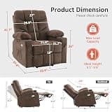 MCombo 7287 Counter-Balanced Power Lift Recliner with Extended Footrest