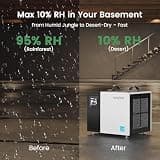 Waykar 70-Pint Energy Star Crawl Space Dehumidifier with Direct-Drain Design