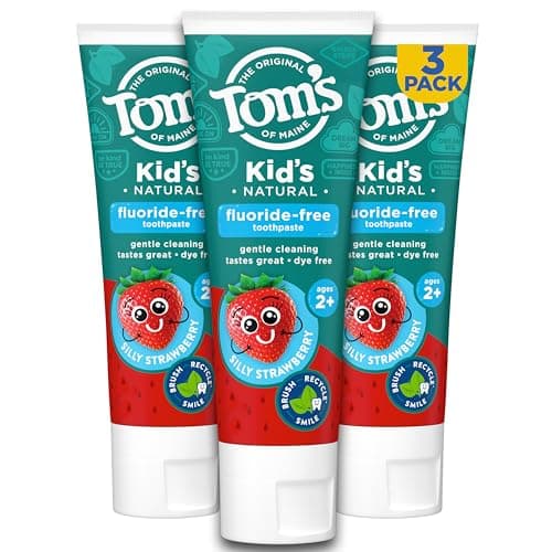 Tom's of Maine Kids Natural Fluoride-Free Toothpaste, Silly Strawberry, 5.1oz 3-Pack