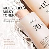 Anua Rice 70 Glow Milky Toner with Niacinamide and Ceramides, 8.45 fl oz