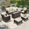 HERA’S HOUSE 6-Piece High Back Wicker Patio Set with Large Fire Pit
