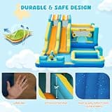 FINCOME 10-in-1 Double Water Slide and Bounce House with Deep Splash Pool