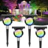 Sunyardlux Monocular RGB+3CCT Solar Tree Spotlights, Multi-Color LEDs (4-Pack)