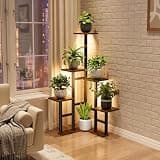 Yzosvki 6-Tier L-Shaped Corner Plant Display Organizer with LED Grow Lights