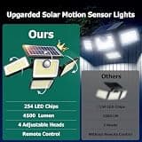Omibee 4500LM 4-Head Adjustable Solar Security Wall Light with Remote