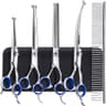 Gimars 6-in-1 Titanium Coated Dog Grooming Scissors Set for Home Groomers