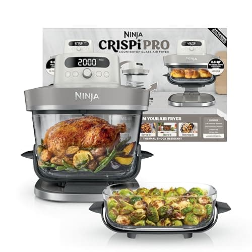 Ninja Crispi Pro 6-in-1 Glass Air Fryer in Bone with 6-Quart & 2.5-Quart Bowls