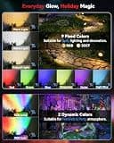 Sunyardlux Monocular RGB+3CCT Solar Tree Spotlights, Multi-Color LEDs (8-Pack)