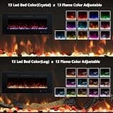 Valuxhome 50-Inch Wall Mounted Electric Fireplace with Timer and Remote