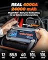 WOLFBOX 4000A Portable Lithium Car Battery Jump Starter and 88.8Wh Power Bank with USB-C