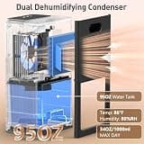 BEDRED 95oz Small Ultra-Quiet Thermoelectric Dehumidifier with Ambient Lighting