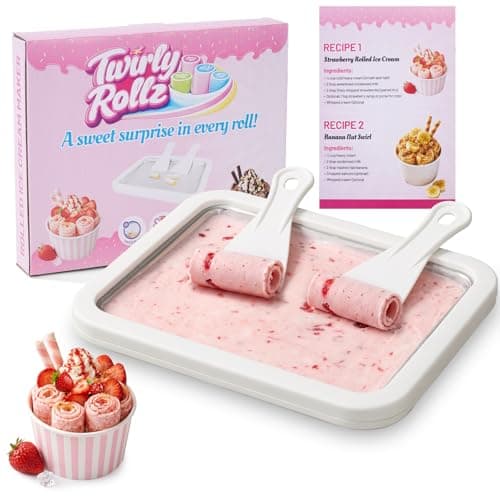 Premium Rolled Ice Cream Maker Kit with Recipe Book, Stainless Tray, and Spatulas