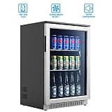 Weili 20-Inch Built-In Beverage Fridge, 120-Can Capacity with Glass Door
