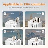 TESSAN 28W Universal Travel Adapter with 3 USB-C Ports & 10A Dual Fuses