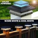SIEDiNLAR 50-Lumen Dual-Color Convex Lens Solar Post Cap Lights for Stairs, 2-Pack