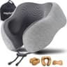napfun Upgraded Ergonomic Pure Memory Foam Travel Neck Pillow for Airplane