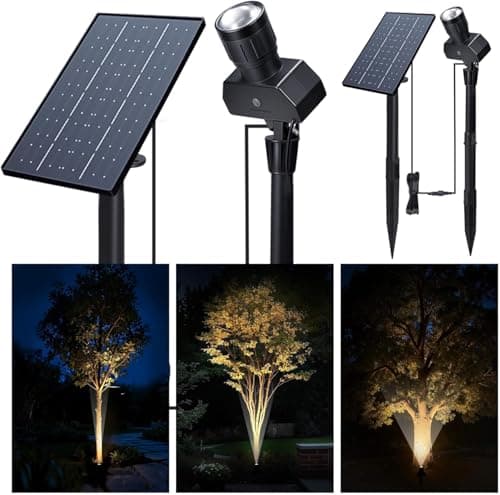 Varmtalys Adjustable Beam Focus Solar Uplights for Trees, Warm & Daylight (2-Pack)