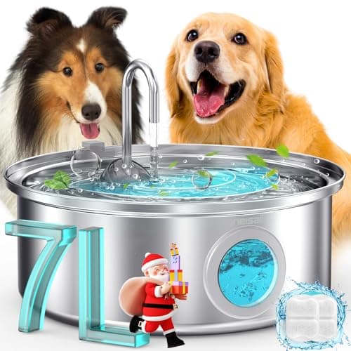oneisall 7L Stainless Steel Pet Water Fountain with Visual Level Window
