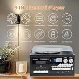 9-in-1 Vintage Bluetooth Record Player with Stereo Speakers and USB/SD Playback