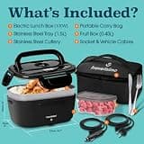 TRAVELISIMO 1.5L Electric Lunch Box 100W Multi-Voltage Portable Food Warmer