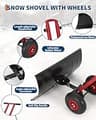 COZONY 29-Inch Heavy-Duty Wheeled Snow Shovel with Adjustable Metal Frame