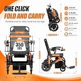 BIQISSI Lightweight Electric Wheelchair, 500W Brushless Motor, Auto-Braking